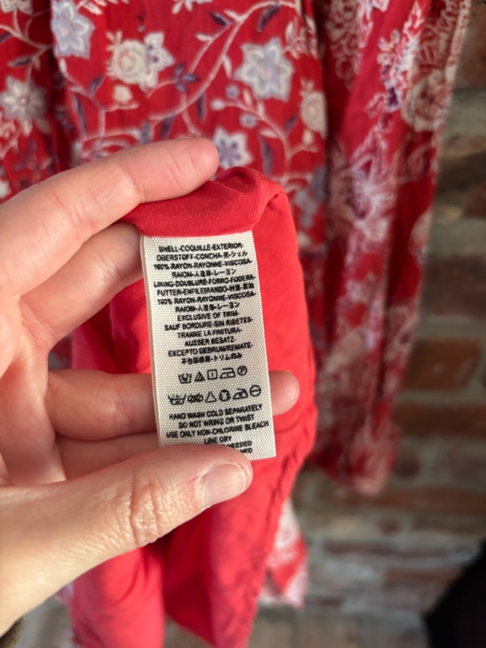 Free People Red Floral Boho Long Sleeve Mini Dress - Picture 6 of 7
